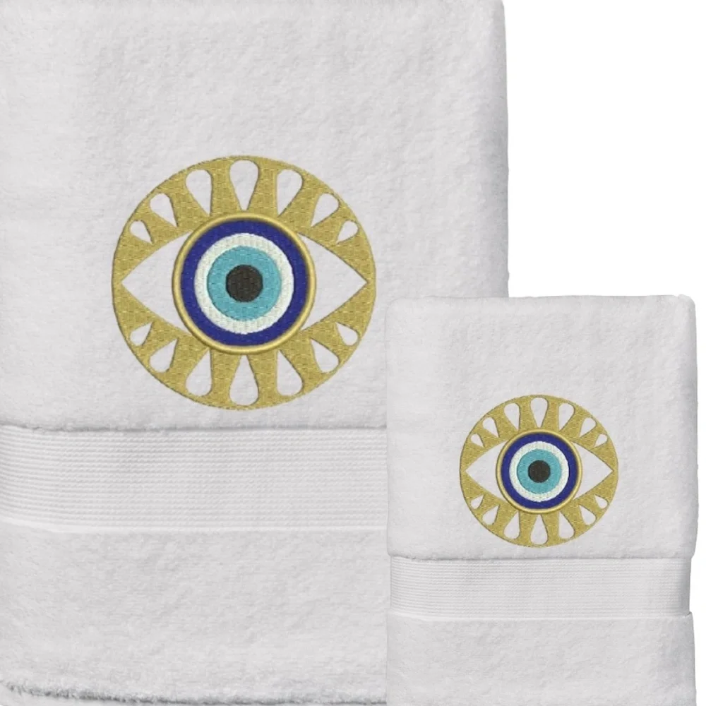 Set Evil Eye Embroidered 1 Hand 1 Bath Pick a set New Made to order Black